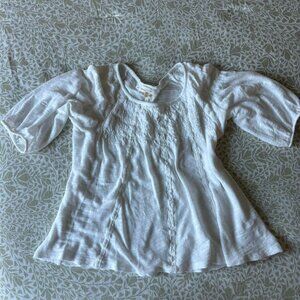 Anthropologie Meadow Rue Womens ExtraSmall Blouse Top Embroidered in White
